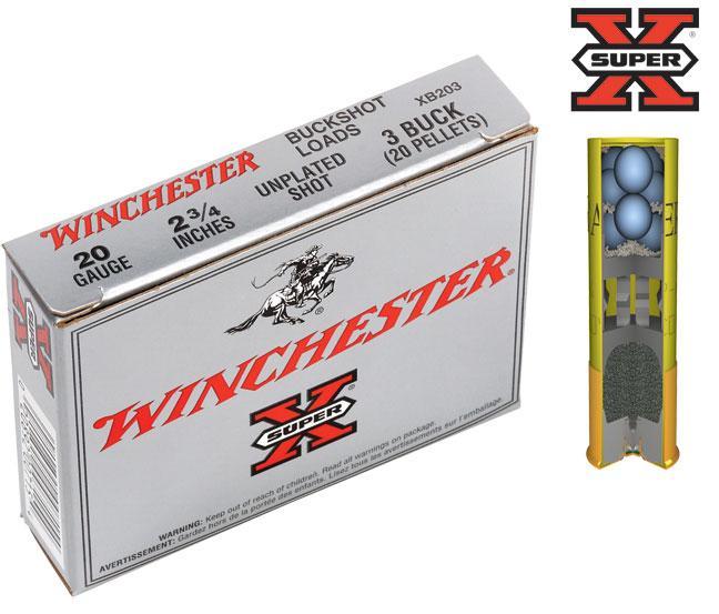 Winchester Super X Buckshot 20 Ga 2 3 4 20 Plts 3B 1200 Fps 5 Box