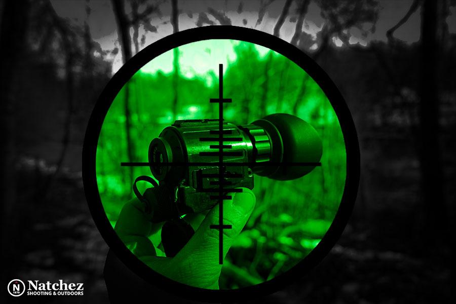 Night vision scope enhancing low-light visibility