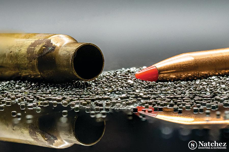 Close-up of premium rifle powder by Hodgdon reloading powders