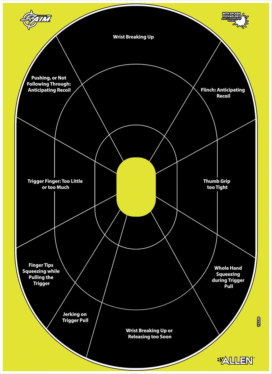 Allen EZ AIM Non-Adhesive Splash Handgun Trainer 12x8 - 8/ct - Allen