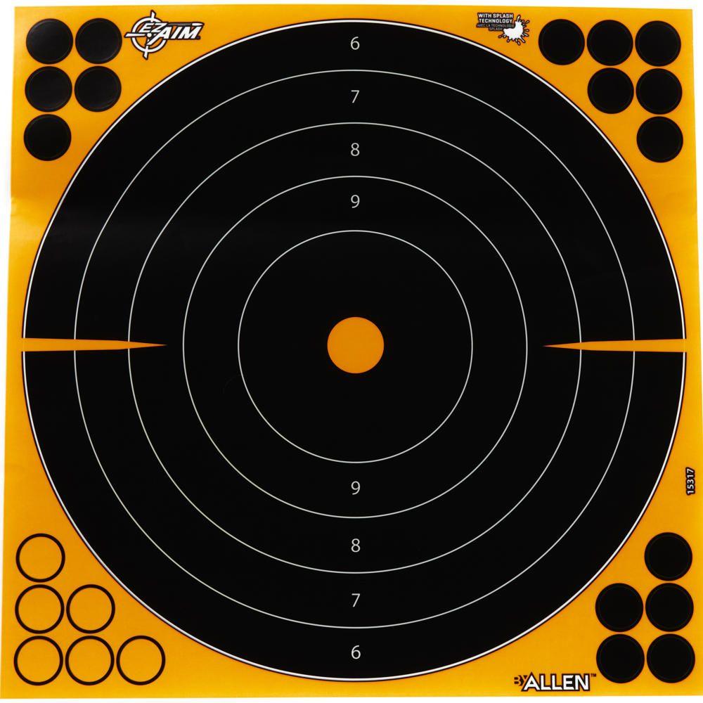 Allen EZ Aim Adhesive Splash Bullseye Target 12" Black and Yellow 25 Pack - Allen