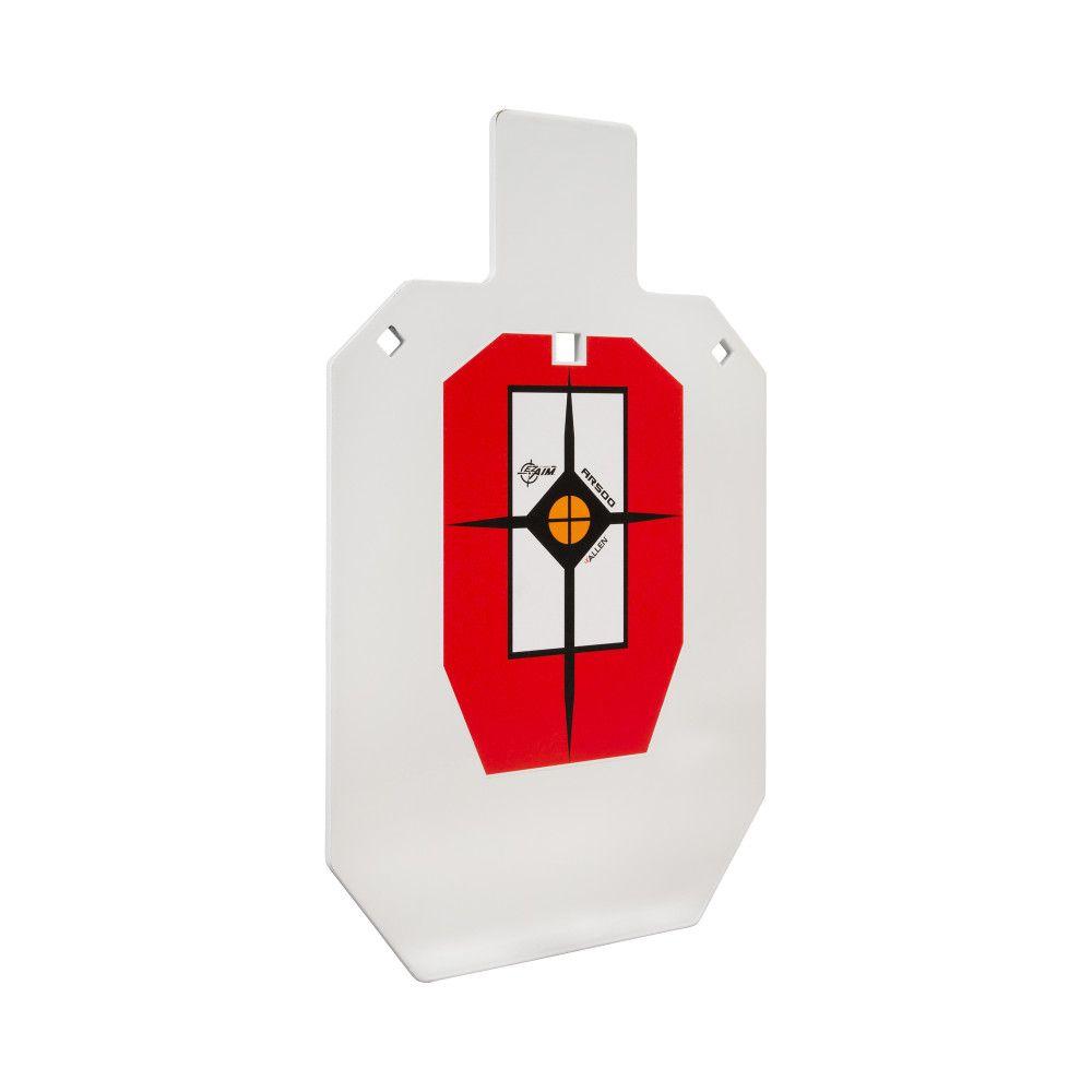 EZ-Aim Hardrock AR500 IPSC Silhouette Shooting Target, 9"W x 14.875H", White/Red/Black - Allen