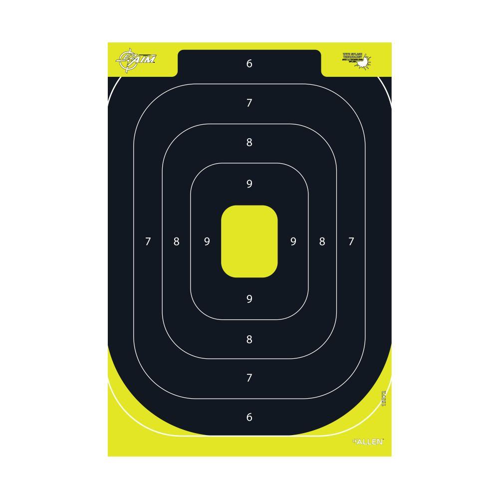 Allen EZ Aim Splash Reactive Paper Target IPSC Silhouette 12.5"x18.25" Yellow and Black 30 per Pad - Allen