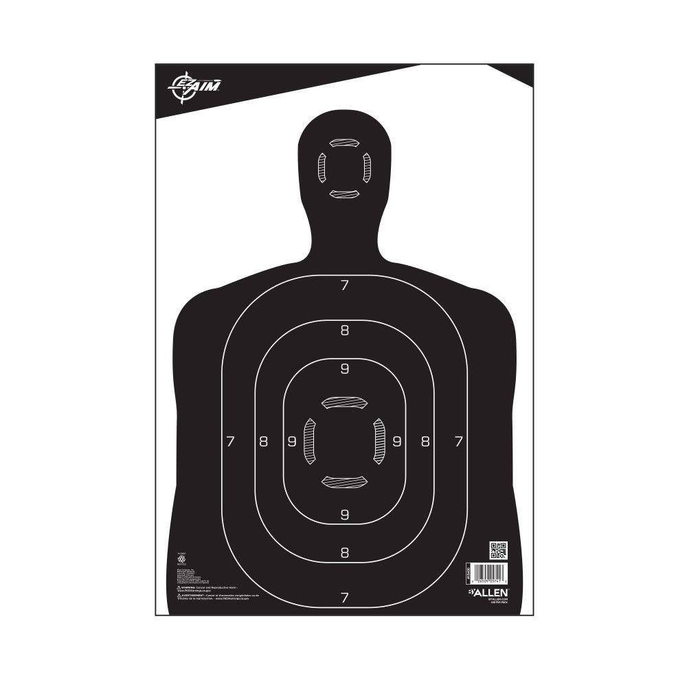 Allen EZ-Aim Silhouette Paper Shooting Targets, 12"W x 18"H, Black 100/ct - Allen