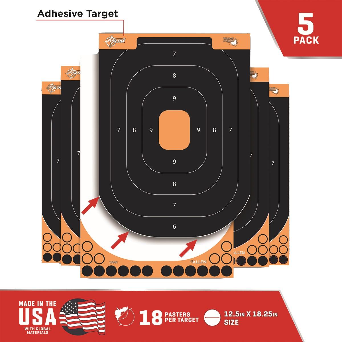 Allen Adhesive Splash Handgun Training Target 12x18" Orange and Black 5 Pack - Allen