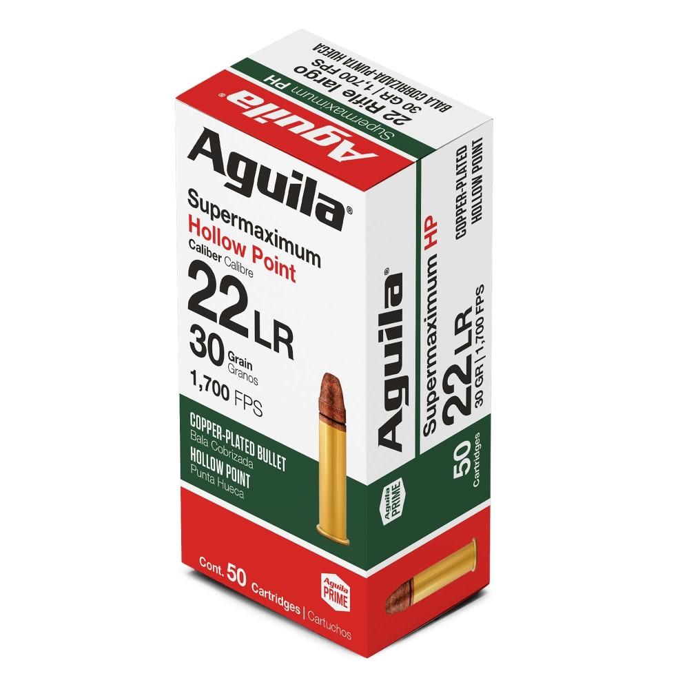 Aguila Super Maximum Rimfire Ammuntion .22 LR 30 gr HP 1700 fps 50/rd - Aguila