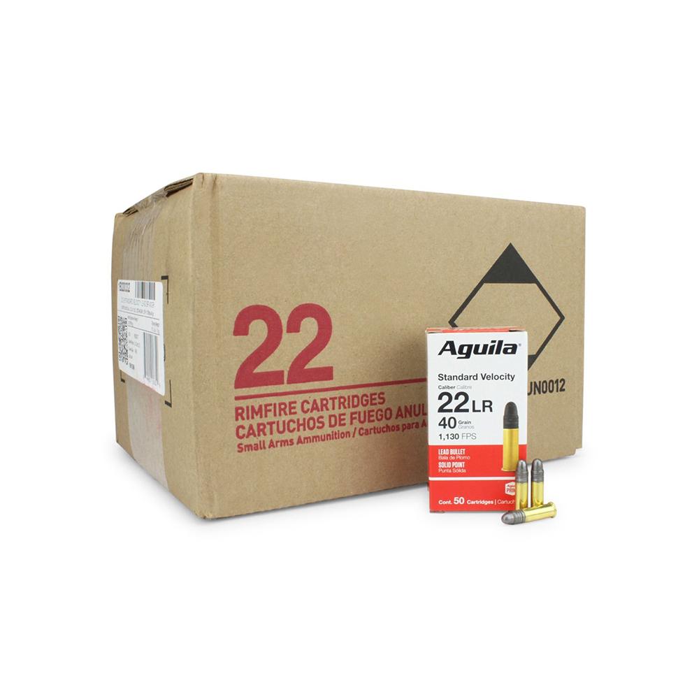 Aguila Standard Velocity Rimfire Ammunition .22 LR 40 gr SP 1130 fps 2000/ct Case (40 boxes of 50/ct) - Aguila