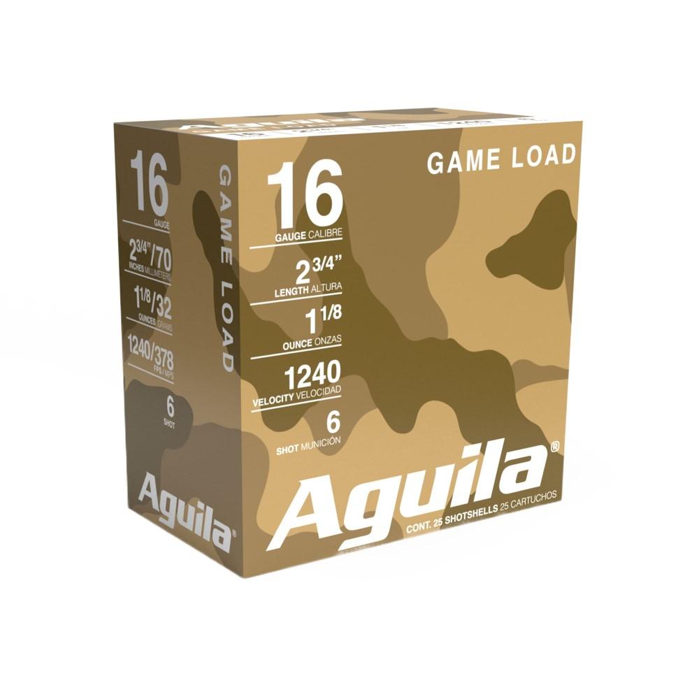 Aguila High Velocity Shotshells 16 ga 2-3/4" 1-1/8oz 1240 fps #6 25/ct - Aguila