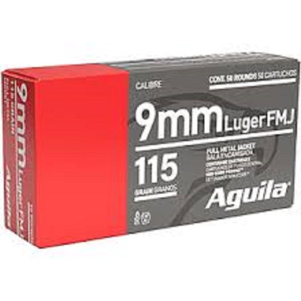 Aguila Handgun Ammuntion 9mm Luger 115 gr FMJ 1150 fps  1000/ct Case - Aguila