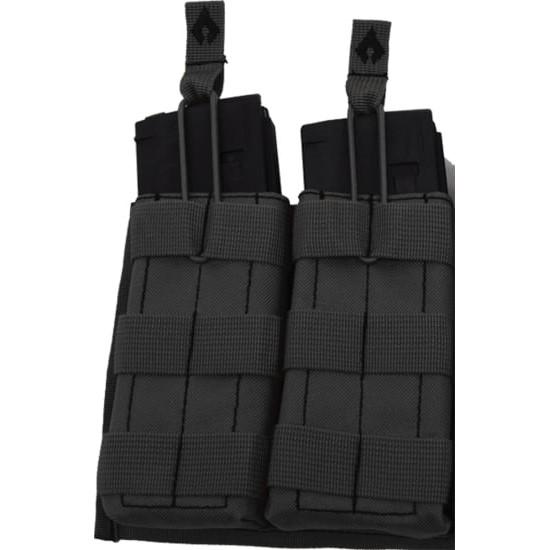 Advance Warrior Solutions Open Top Double Mag Pouch Black - Advance Warrior Solutions