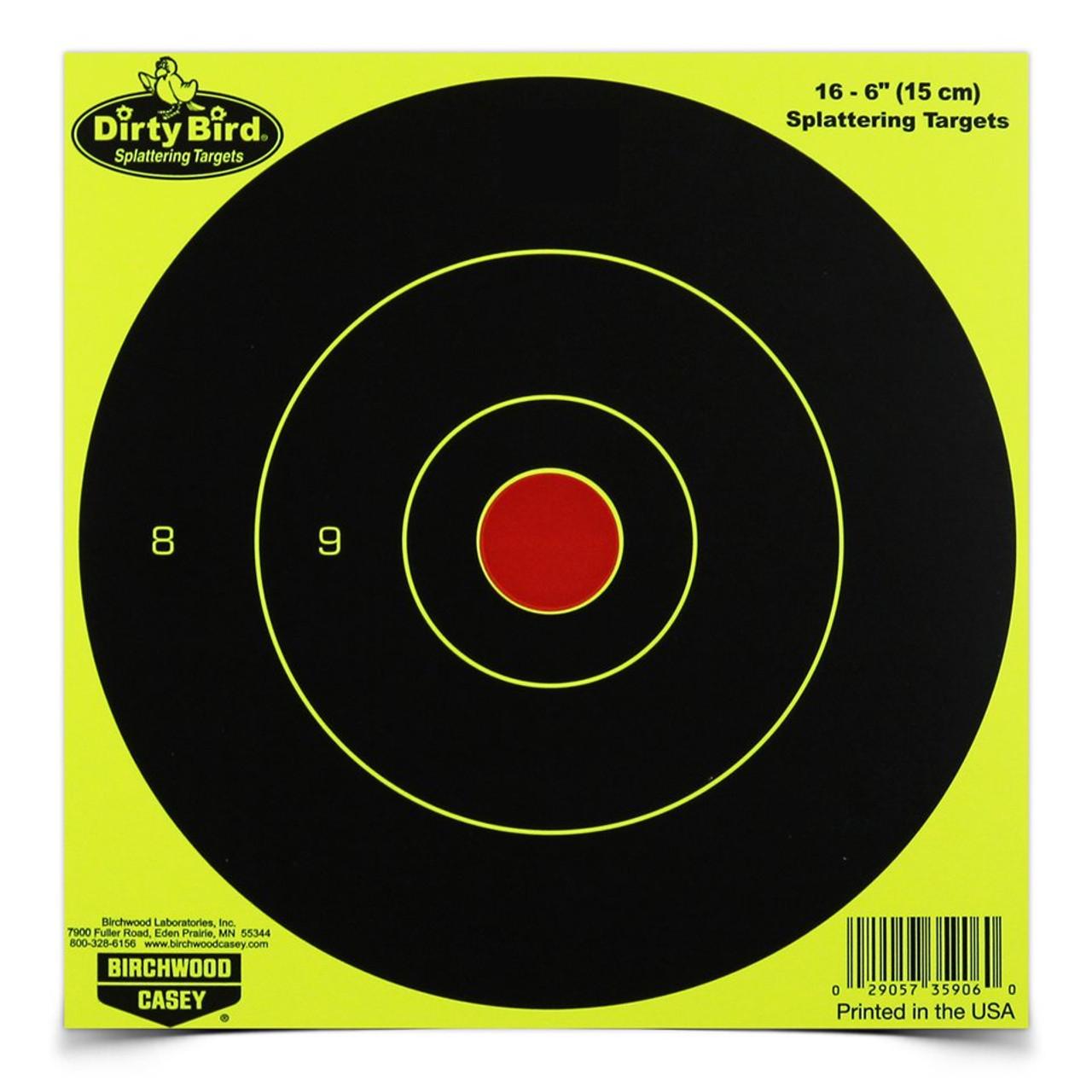 Birchwood Casey Dirty Bird 6" Yellow Bull's Eye Targets 100/ct - Birchwood Casey