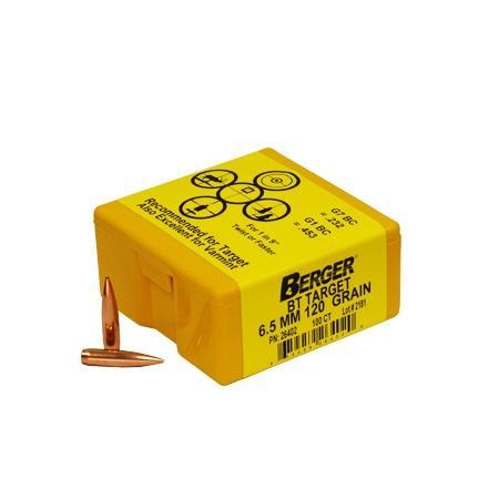 Berger Match Grade Target Bullets 6.5mm .264" 120 gr BT TARGET 100/box - Berger Bullets