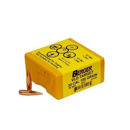 Berger Match Grade Target Bullets .30 cal .308" 185 gr VLD TARGET 100/box - Berger Bullets