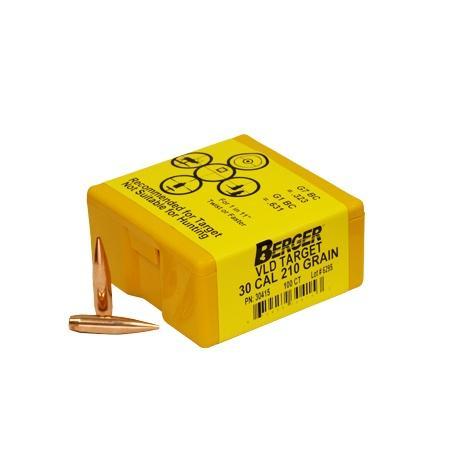 Berger Match Grade Target Bullets .30 cal .308" 210 gr VLD TARGET 100/box - Berger Bullets