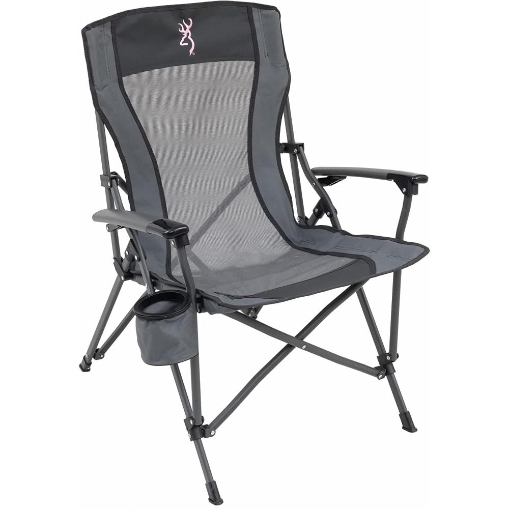 Alps Browning Fireside Camping Chair Charcoal/Grey with Pink Buckmark - Browning