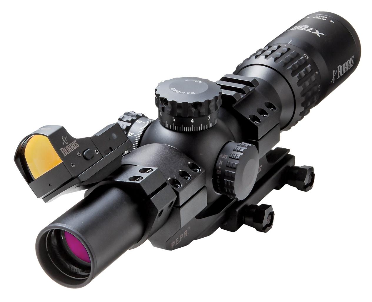 BLEMISHED Burris XTR II Rifle Scope Combo - 1-5x24mm Illum. XTR II Ballistic 5.56 G3 Reticle Low Mil Knobs Matte - Burris