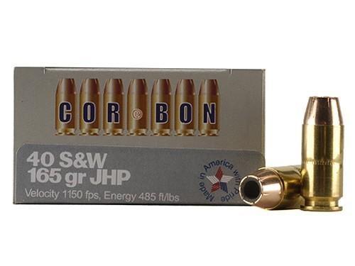 Corbon Self-Defense JHP Handgun Ammunition .40 S&W 165 gr JHP 1150 fps 20/box - Cor-Bon