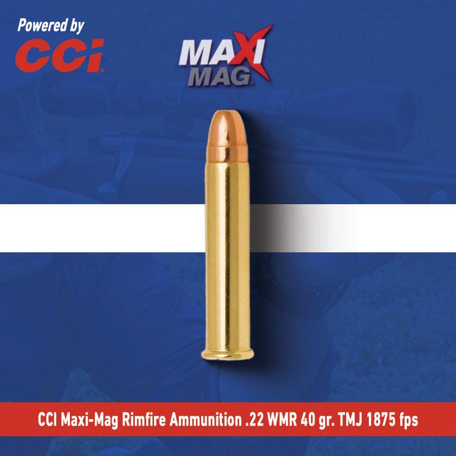CCI Maxi-Mag Rimfire Ammunition .22 WMR 40 gr TMJ 1875 fps 50/ct CCI Maxi-Mag Rimfire Ammunition .22 WMR 40 gr TMJ 1875 fps 50/ct