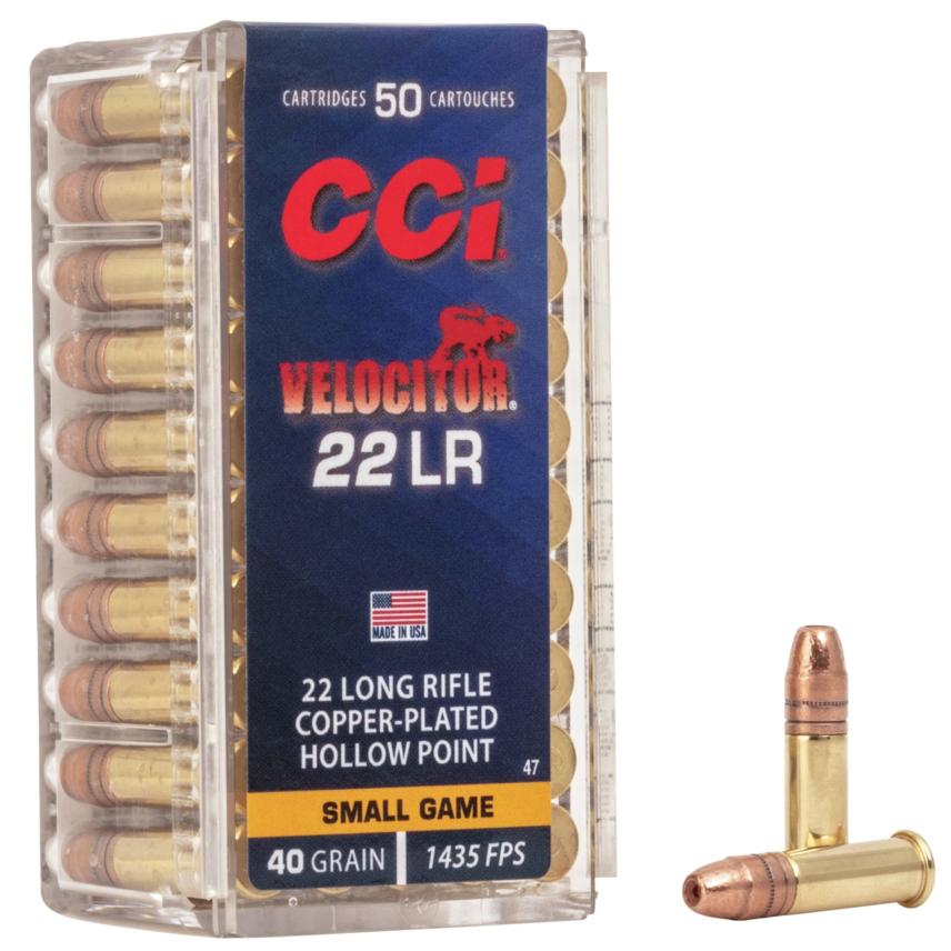 CCI Velocitor HP Rimfire Ammunition .22 LR 40 gr CPHP 1435 fps 50/ct