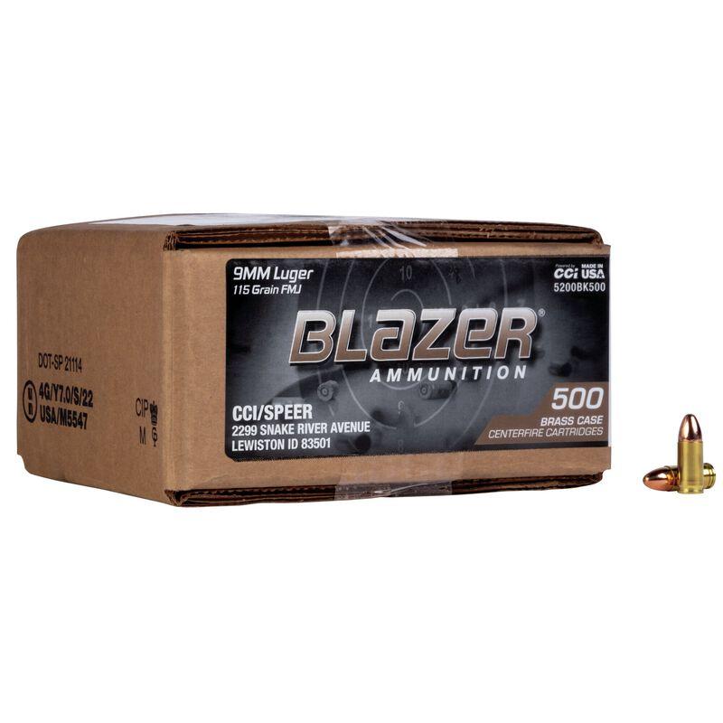 CCI Blazer Brass Handgun Ammunition 9mm Luger 115 gr FMJ 1145 fps 500/ct (Loose Pack) - CCI