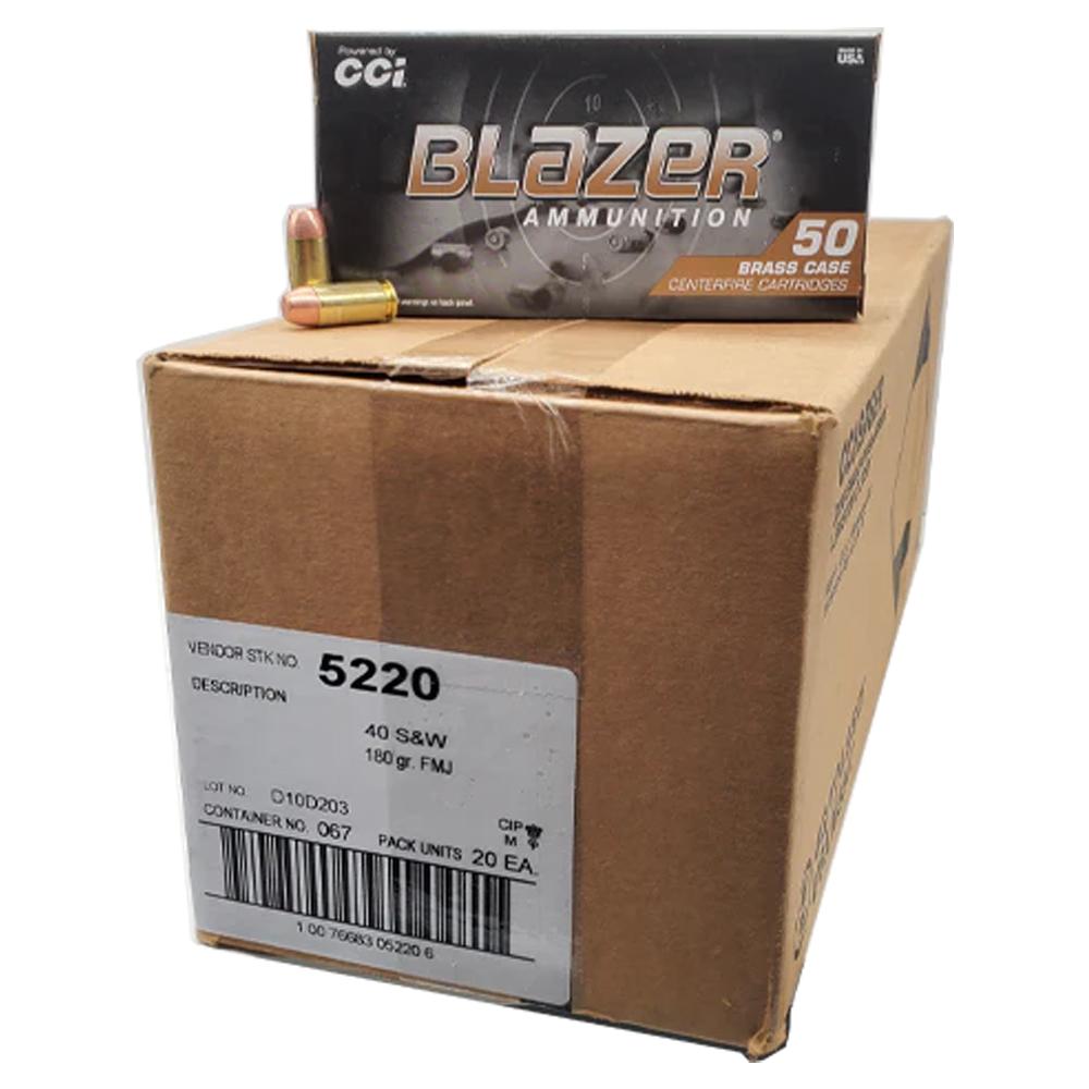 BLAZER 40 S&W - BRASS 180GR FMJ AMMO 1000RD CASE - CCI