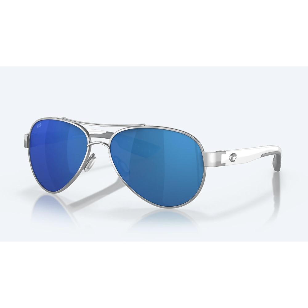 Costa Loreto Sunglasses Palladium Silver Frame 580P Polarized Blue Mirror Lens - Costa Del Mar