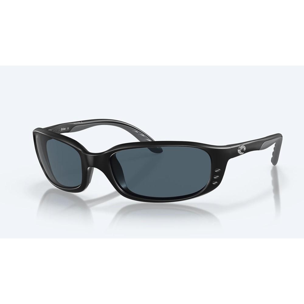 Costa Brine Sunglasses Matte Black Frame 580P Polarized Grey Lens - Costa