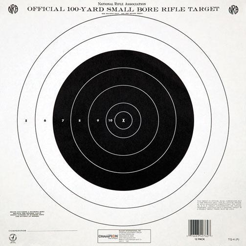 Champion Official NRA Targets GTQ-4(P), 100 yd., Small Bore Rifle, Single Bull, 12/Pack - Champion