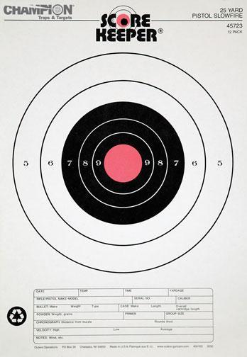 Champion Scorekeeper Targets Fluorescent Orange Bull - 25 yd. Pistol Slow Fire, 100/Pack - Champion