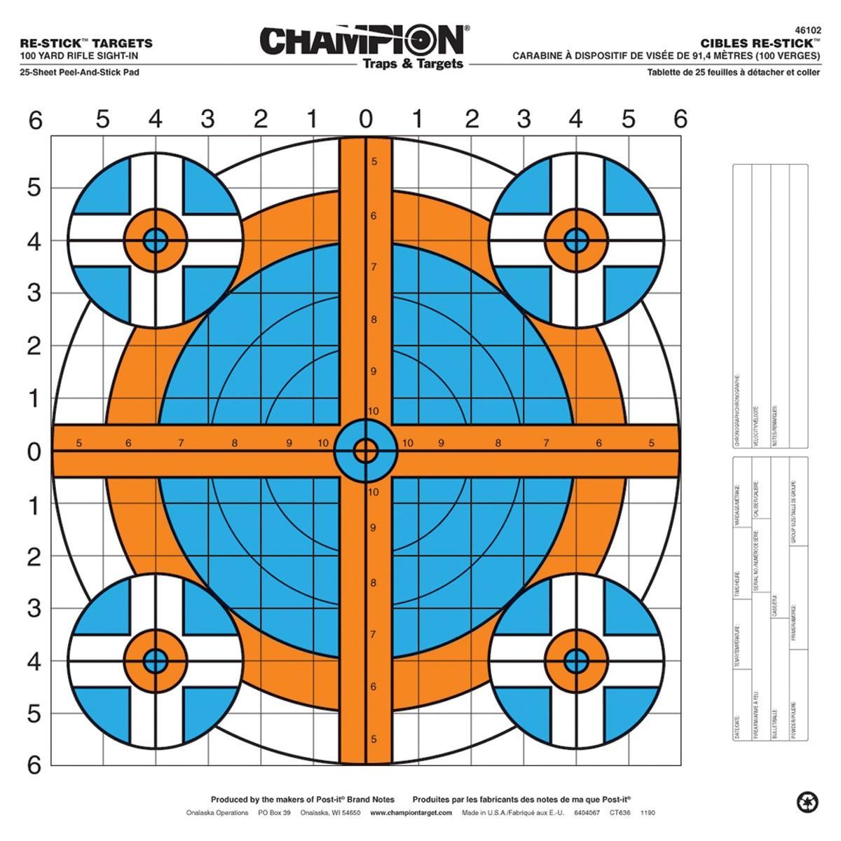 Champion ReStick Targets 100 yd. Rifle Sight-In, 16" X 15.75" - Champion