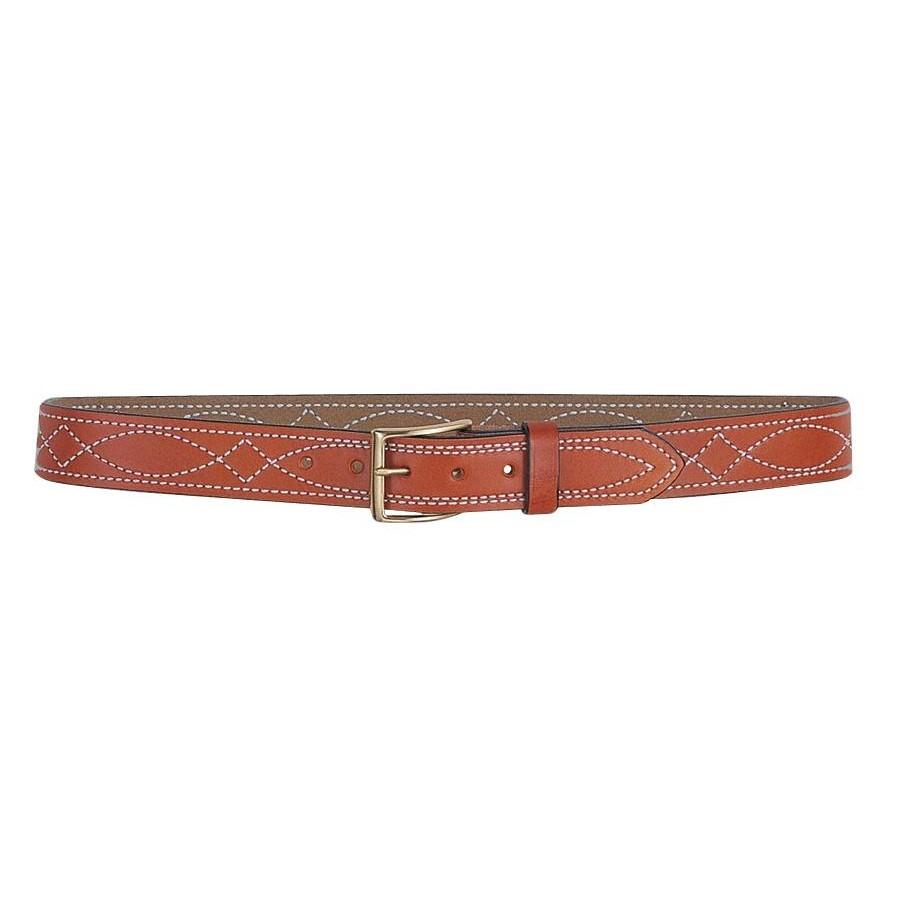 DeSantis Fancy Stitch Lined Belt 1.5" Tan Size 36 - DeSantis