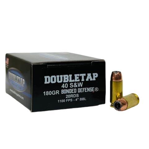 Double Tap Bonded Defense Handgun Ammunition .40 S&W 180gr JHP 1100 fps 20/ct - Double Tap