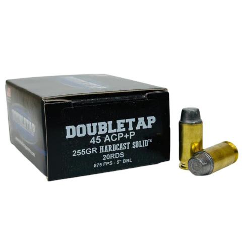 Double Tap Hardcast Solid Handgun Ammunition .45 Auto(+P) 255gr SWC 875 fps 20/ct - Double Tap