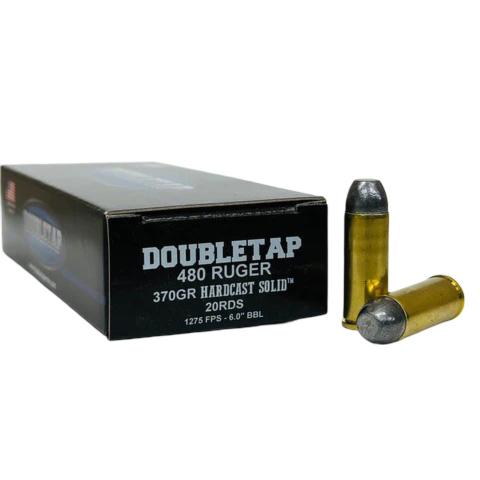 Double Tap Hardcast Solid Handgun Ammunition 480 Ruger 370gr WFN 1335 fps 20/ct - Double Tap