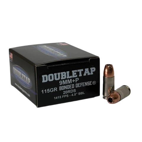 Double Tap Bonded Defense Handgun Ammunition 9mm(+P) 115gr JHP 1415 fps 20/ct - Double Tap