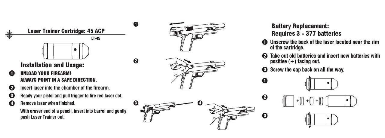 LaserLyte Laser Trainer Pistol Cartridge .45 ACP (LT-45) - LaserLyte