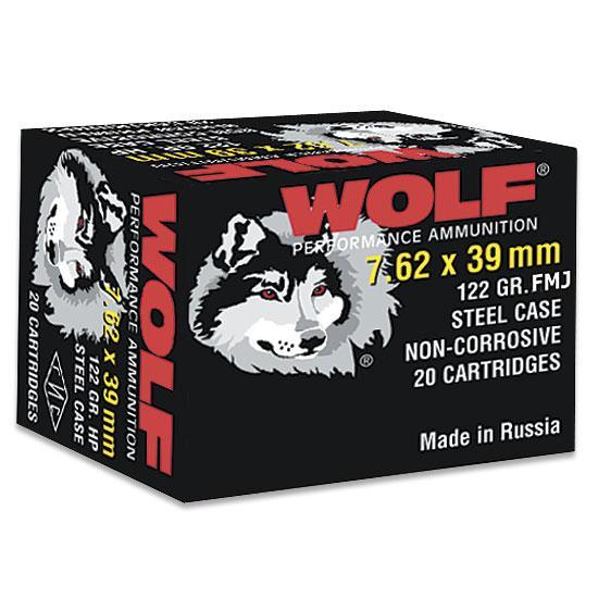 Wolf WPA Polyformance Rifle Ammunition 7.62x39mm 123 gr FMJ 2396 fps - 20/box - Wolf