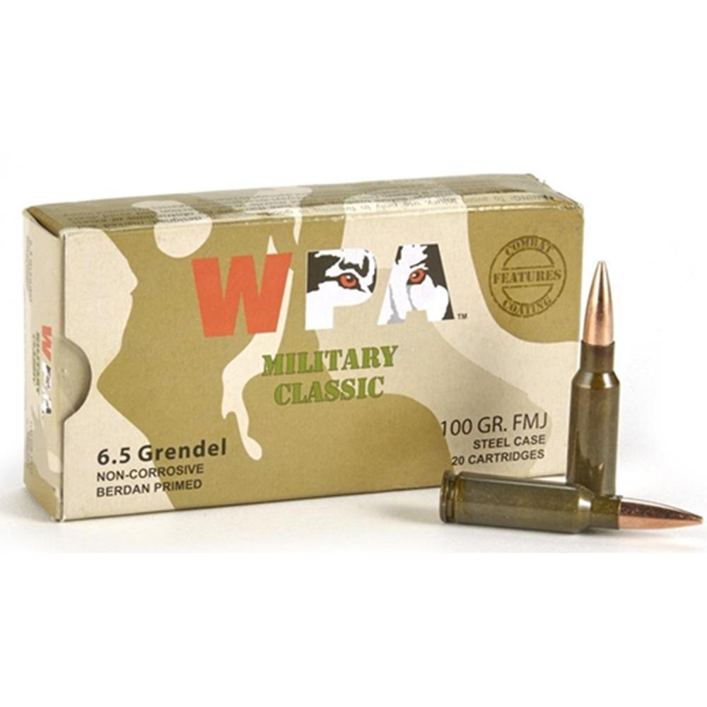 Wolf Military Classic Rifle Ammunition 6.5 Grendel 100gr FMJ 2690 fps 20/ct - Wolf