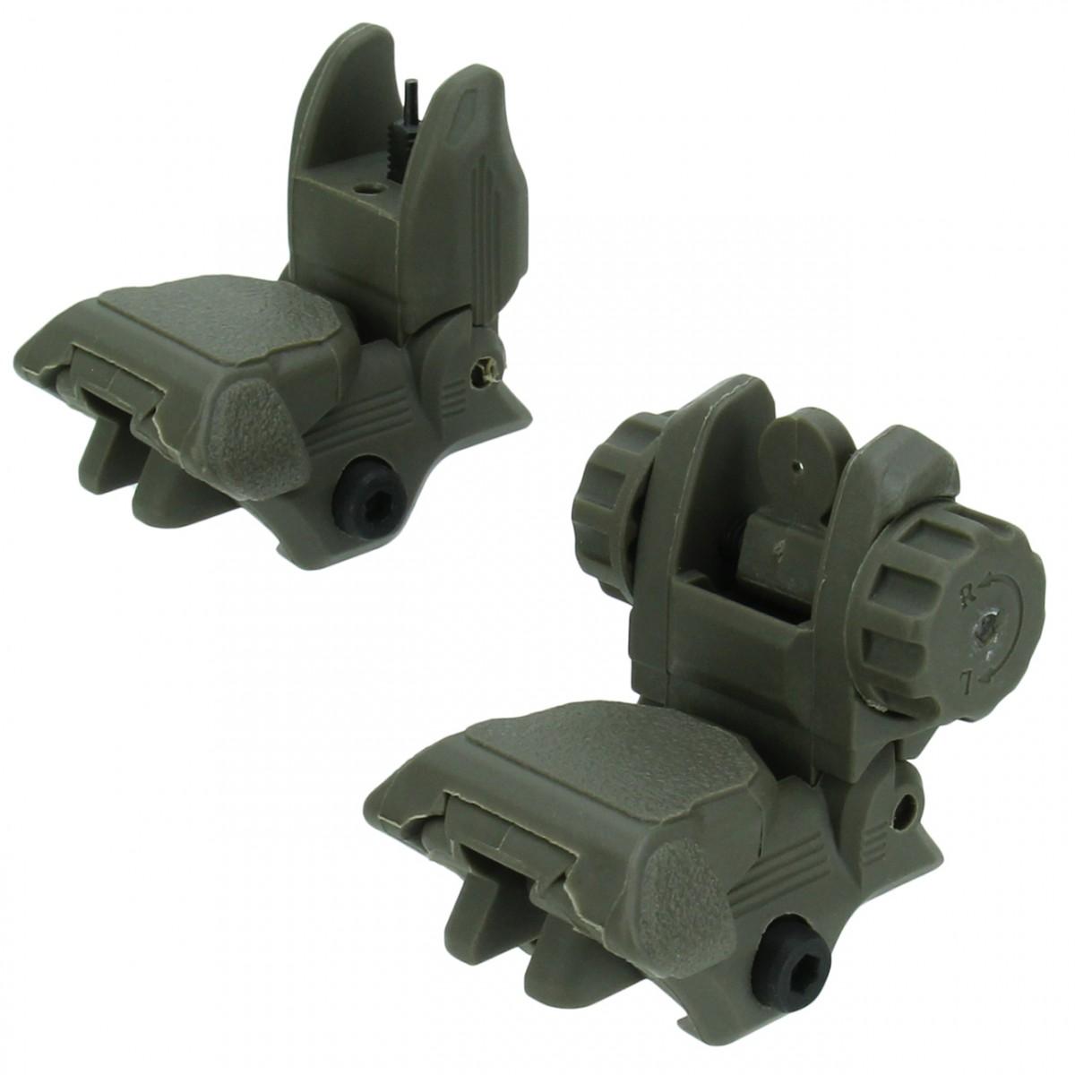 Tacfire AR-15 45 Same Plane/Low Profile Pop Up Sights OD Green - TacFire