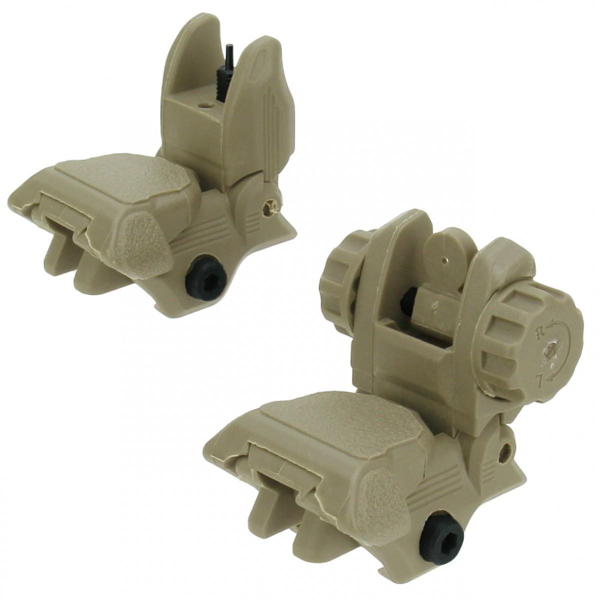 Tacfire AR-15 45 Same Plane/Low Profile Pop Up Sights Tan - TacFire