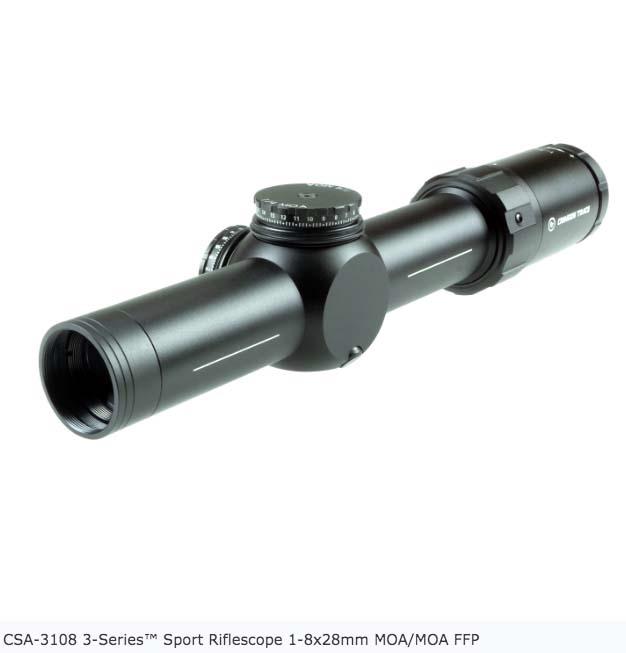 Crimson Trace 3-Series Sport Riflescope 1-8x28mm MOA/MOA FFP with SR2-MOA - Crimson Trace