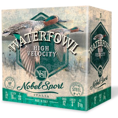 Nobel Sport Steel Waterfowl High Velocity Shotshells 12ga 3" 1-1/8oz 1500 fps #2 25/ct - NobelSport