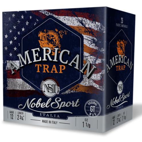 Nobel Sport Target American Trap Shotshells 12ga 2-3/4" 1-1/8oz 1200fps #9 25/ct - NobelSport