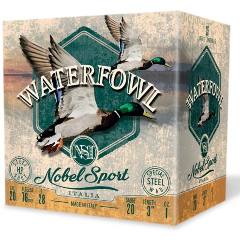 Nobel Sport Steel Waterfowl 20 Shotshells 20ga 1oz 3" 1450 fps #2 25/ct - NobelSport