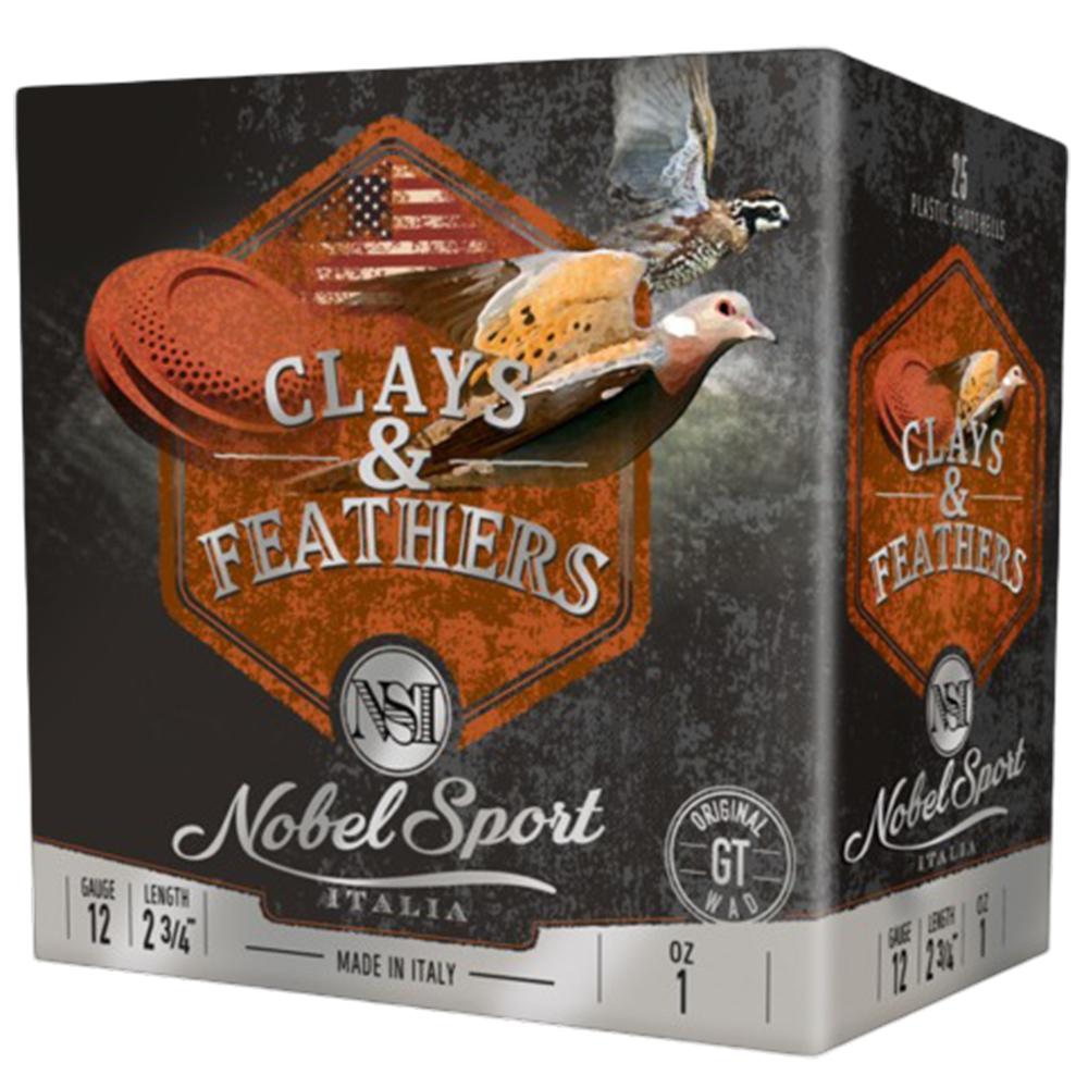 Nobel Sport Clays & Feathers Shotshells 12ga 2-3/4" 1oz 1300 fps #7.5 250/rd Case (10-25/ct Boxes) - NobelSport