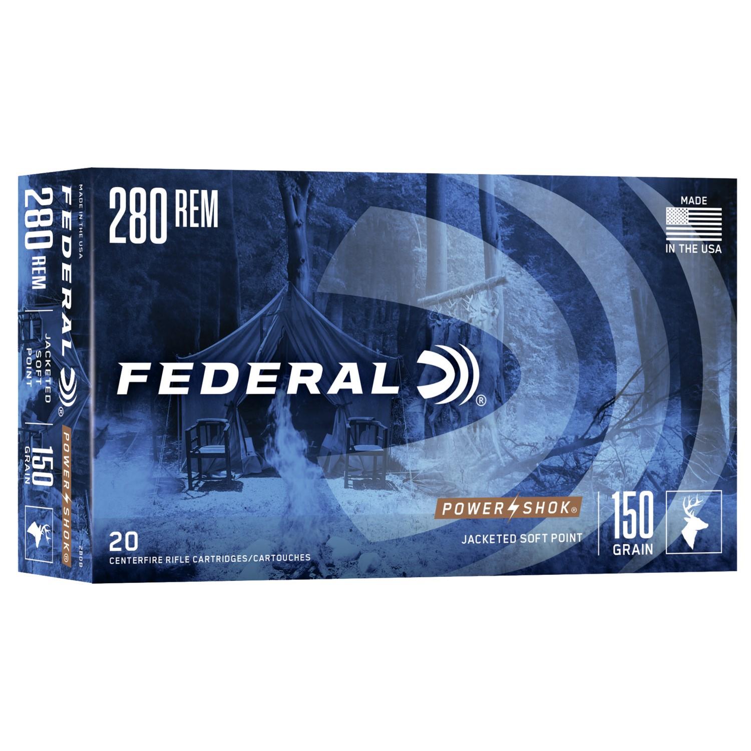 Federal Power-Shok Rifle Ammunition .280 Rem 150 gr SP 2890 fps - 20/ct - Federal