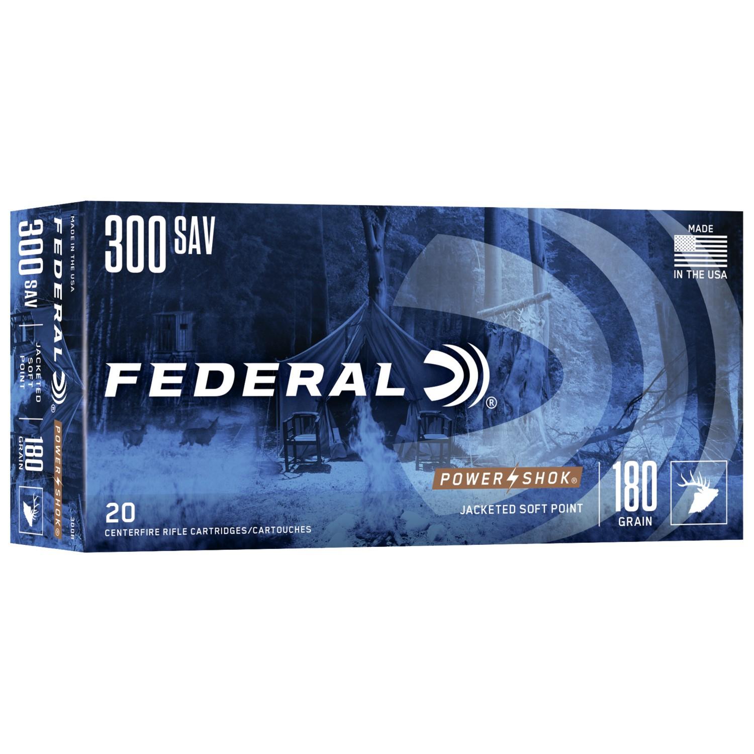 Federal Power-Shok Rifle Ammunition .300 Savage 180 gr SP 2350 fps - 20/ct - Federal