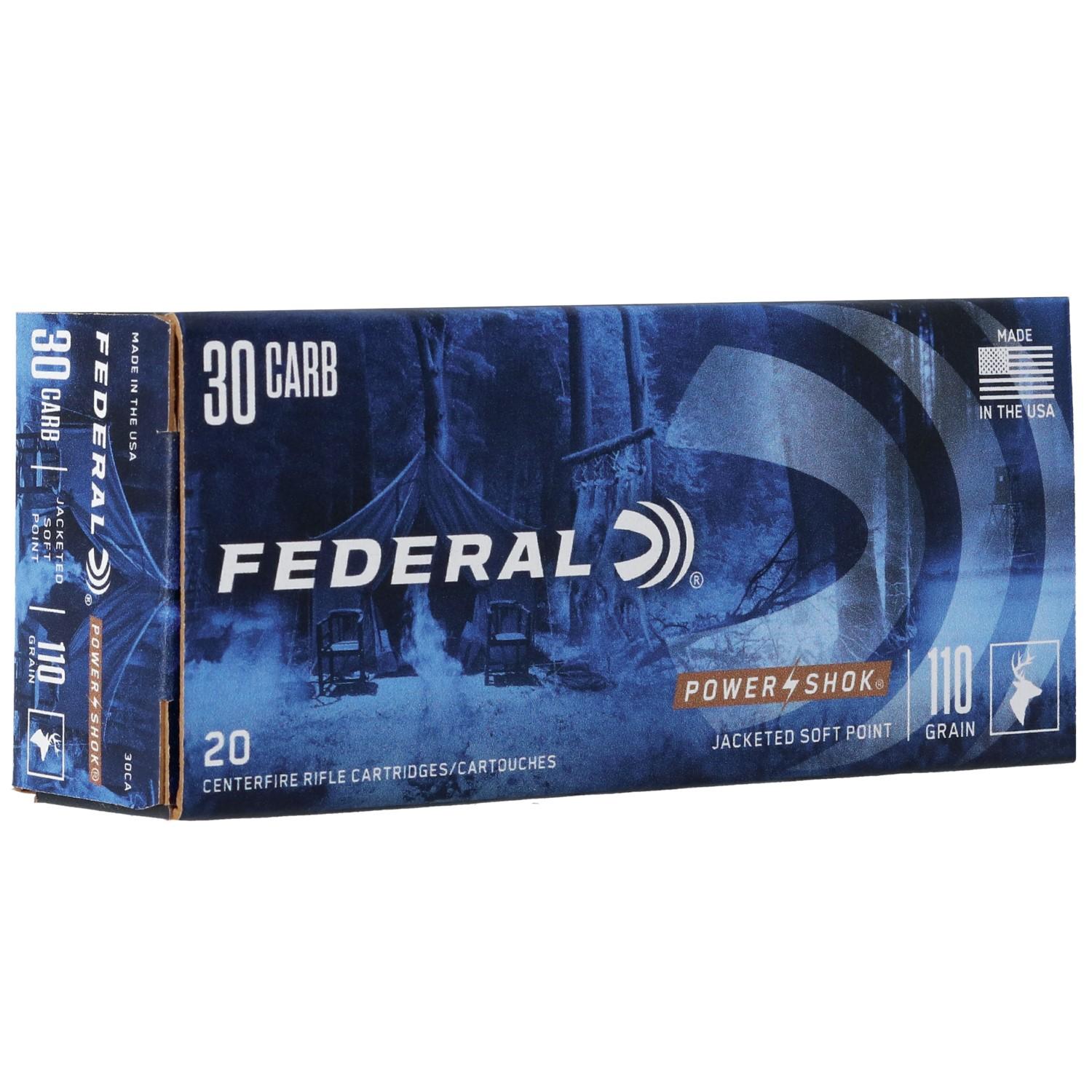 Federal Power-Shok Rifle Ammunition .30 Carbine 110 gr RNSP 1990 fps - 20/ct - Federal