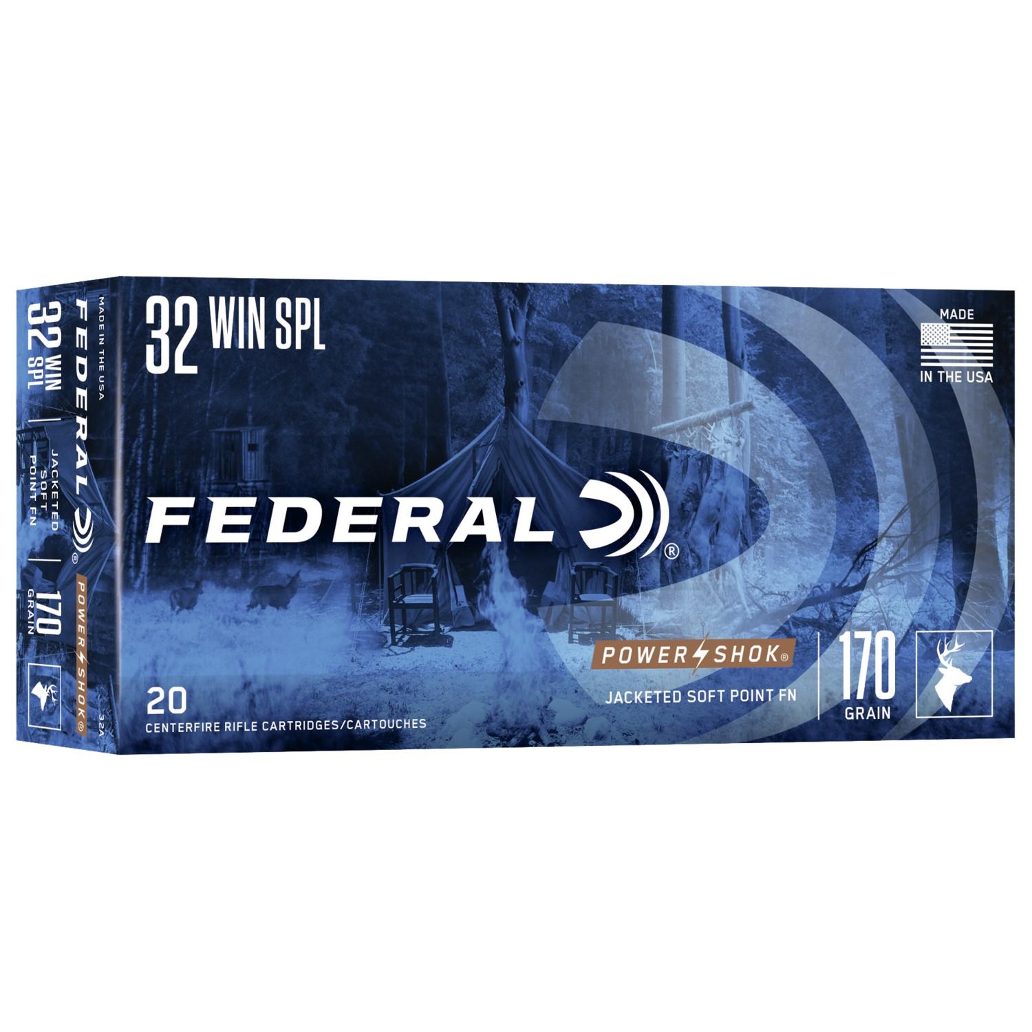 Federal Power-Shok Rifle Ammunition .32 Win Special 170 gr FNSP 2250 fps - 20/ct - Federal