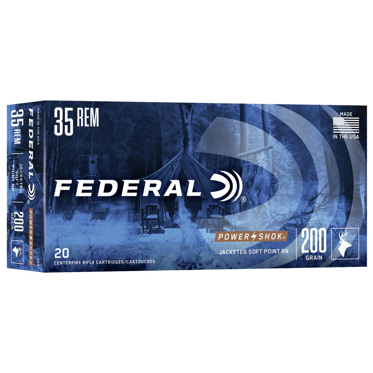 Federal Power-Shok Rifle Ammunition .35 Rem 200 gr RNSP 2080 fps - 20/ct - Federal